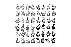 Garden gnome black ink sketch vector, an Object Illustration by Onyx