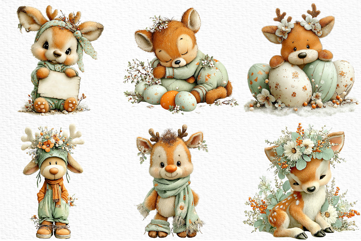 Whimsical Easter Reindeer Clipart, an Illustration by Craft Nest (Photo 4 of 11)