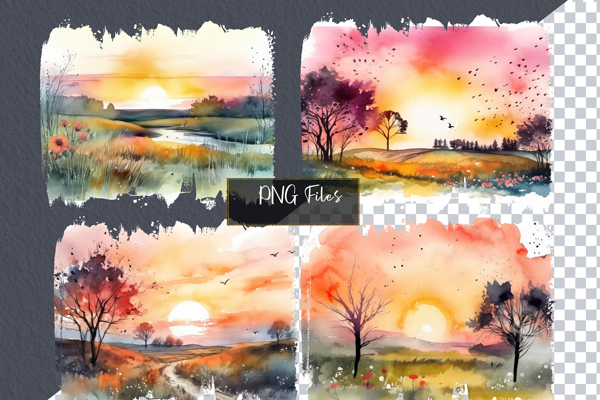 Watercolor Spring Meadows Clipart, a Seasonal Illustration by Colorsfav (Photo 4 of 4)