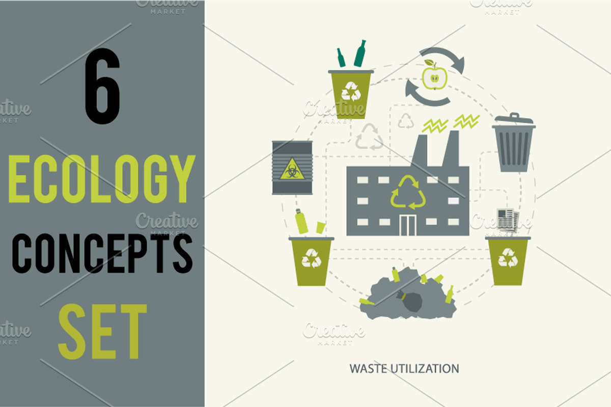 6 Ecologic Concepts Set, an Education Illustration by Olha Kostiuk (Photo 4 of 6)