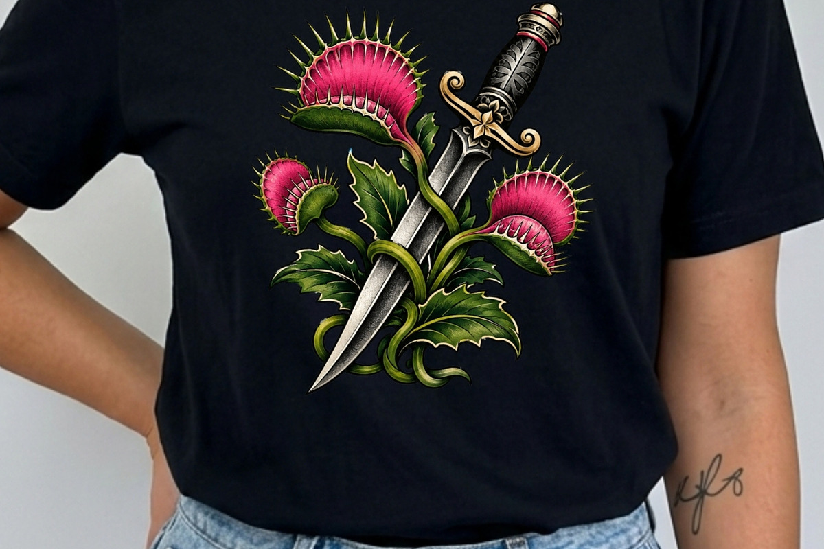 Retro Tattoo Venus Flytrap Clipart, a Seasonal Illustration by Tanya Kart (Photo 3 of 8)