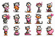Sweet Valentine Cats & Hearts Clipar, an Illustration by Libby Wishes (Thumbnail 7 of 7)