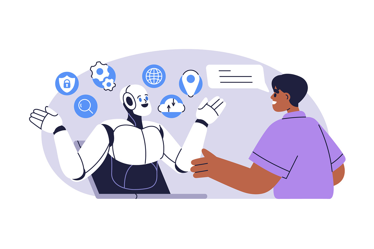 AI technology, robot assistants set, a Technology Illustration by Good Studio (Photo 2 of 6)