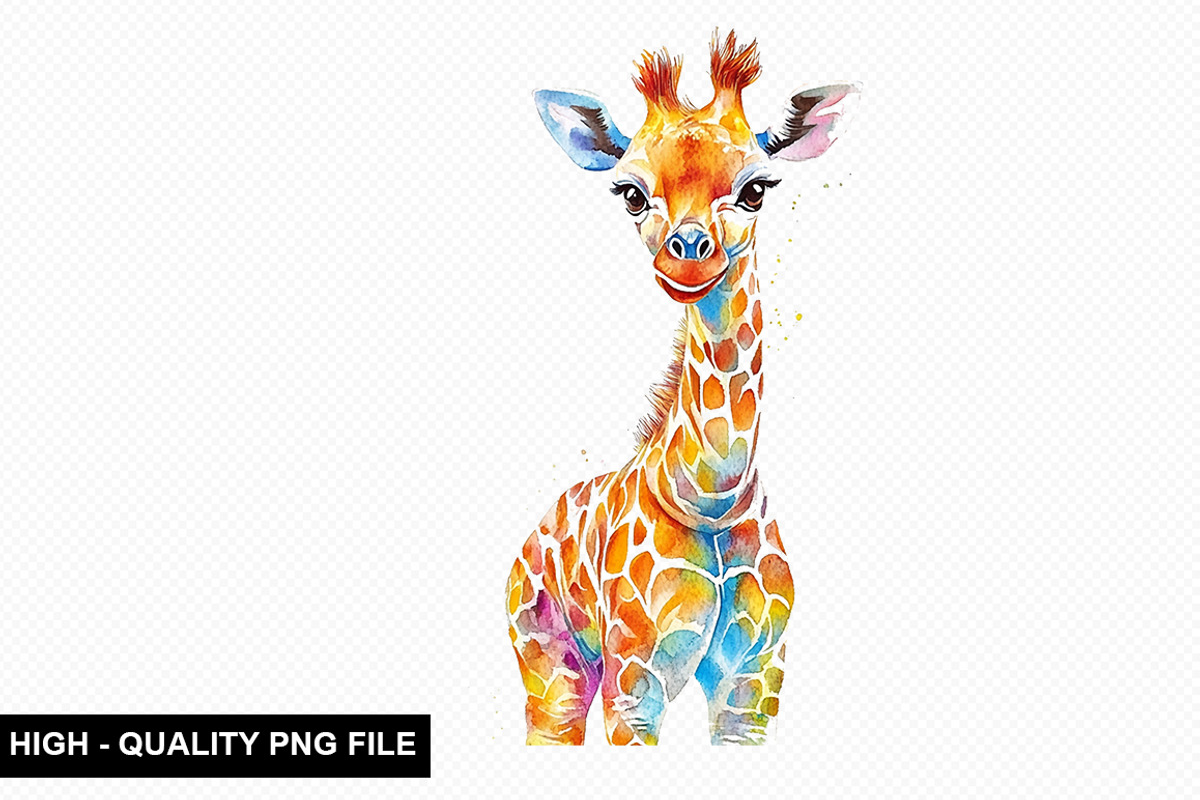 Watercolor Giraffe Clipart Bundle, an Illustration by crative8112 (Photo 5 of 8)