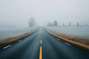 Scandinavian Foggy Road, a Nature Photo by Virgo Studio