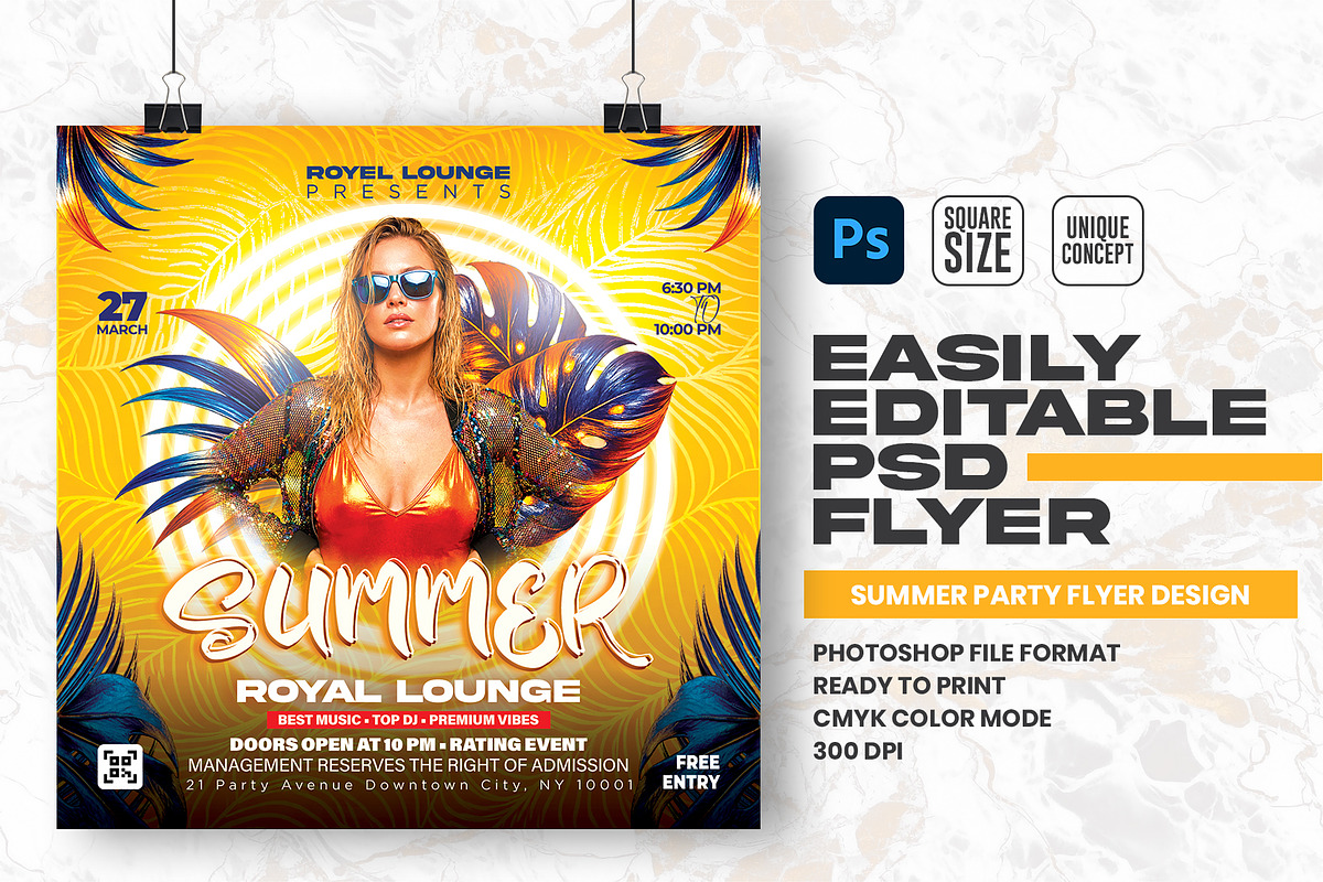Summer Party Flyer Design Template, a Flyer Template by Shajib Shikder (Photo 1 of 2)
