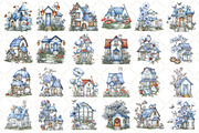 Watercolor Cute Spring House Clipart, an Illustration by Black Bird Studio (Thumbnail 2 of 5)