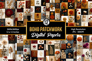 Boho Patchwork Floral Digital Papers, a Pattern Graphic by Creative Store (Thumbnail 1 of 5)