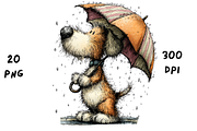 Whimsical Rainy Dog Clipart, an Animal Illustration by GiraffeCreative (Thumbnail 20 of 20)