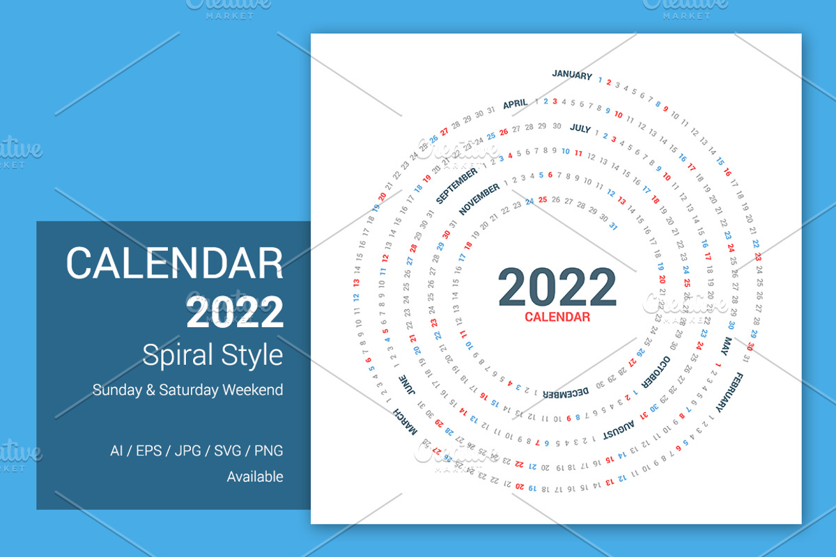 Calendar 2022 round spiral, a Stationery Template by WORAKAMON Design Studio (Photo 1 of 3)