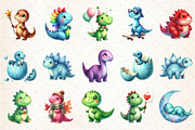 Watercolor Dinosaur Clipart, an Illustration by Rose Art (Thumbnail 2 of 8)