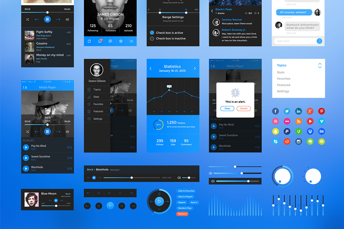 iPhone 6 Media Player UI Kit, an UI Kit Template by Cosmic Motive (Photo 2 of 5)