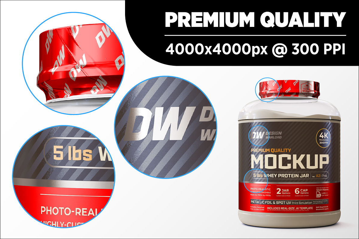 5lb Whey Protein Jar Mockup A3-Pro, a Packaging Mockup by Design Warlord (Photo 13 of 16)