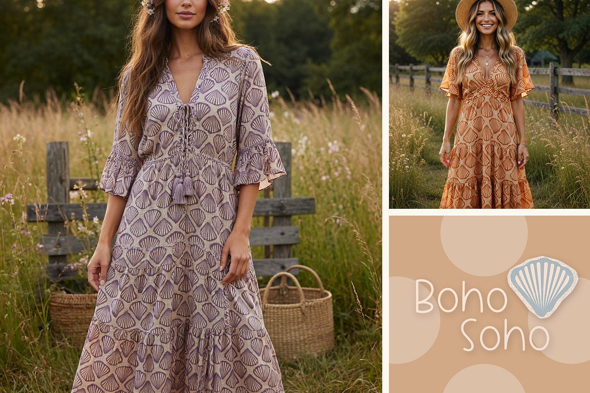 Vintage shell seamless boho pattern, a Pattern Graphic by Sir13 (Photo 6 of 9)
