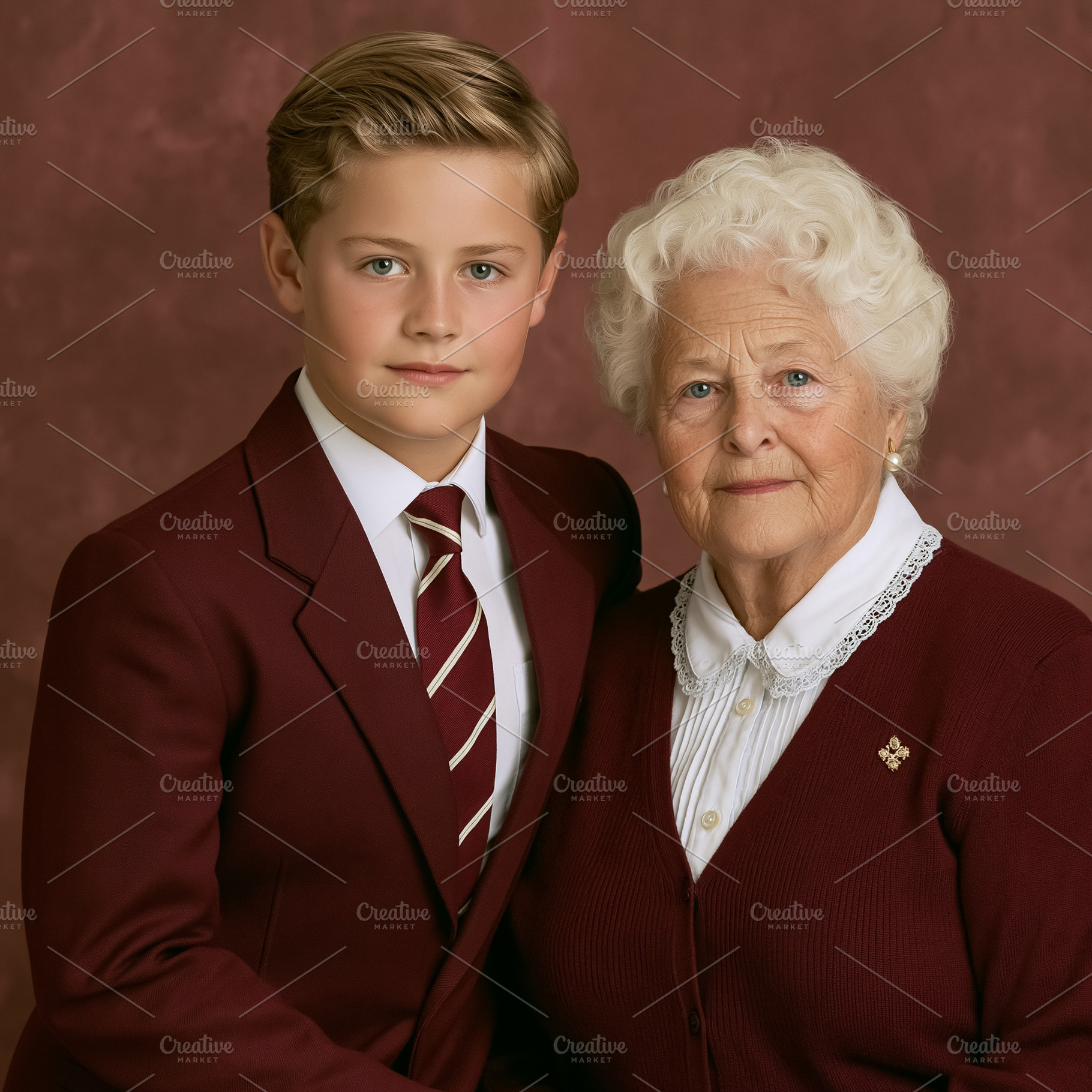 Generations coming together, a boy in school uniform standing wi, a Person Photo by Studio ANNA
