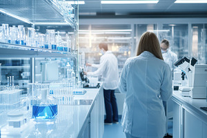 Scientists working in a modern, clea, a Health & Medical Photo by Pixeness Studio