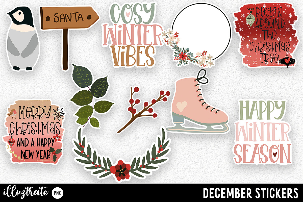 December Stickers for Cricut, an Illustration by illuztrate (Photo 2 of 9)