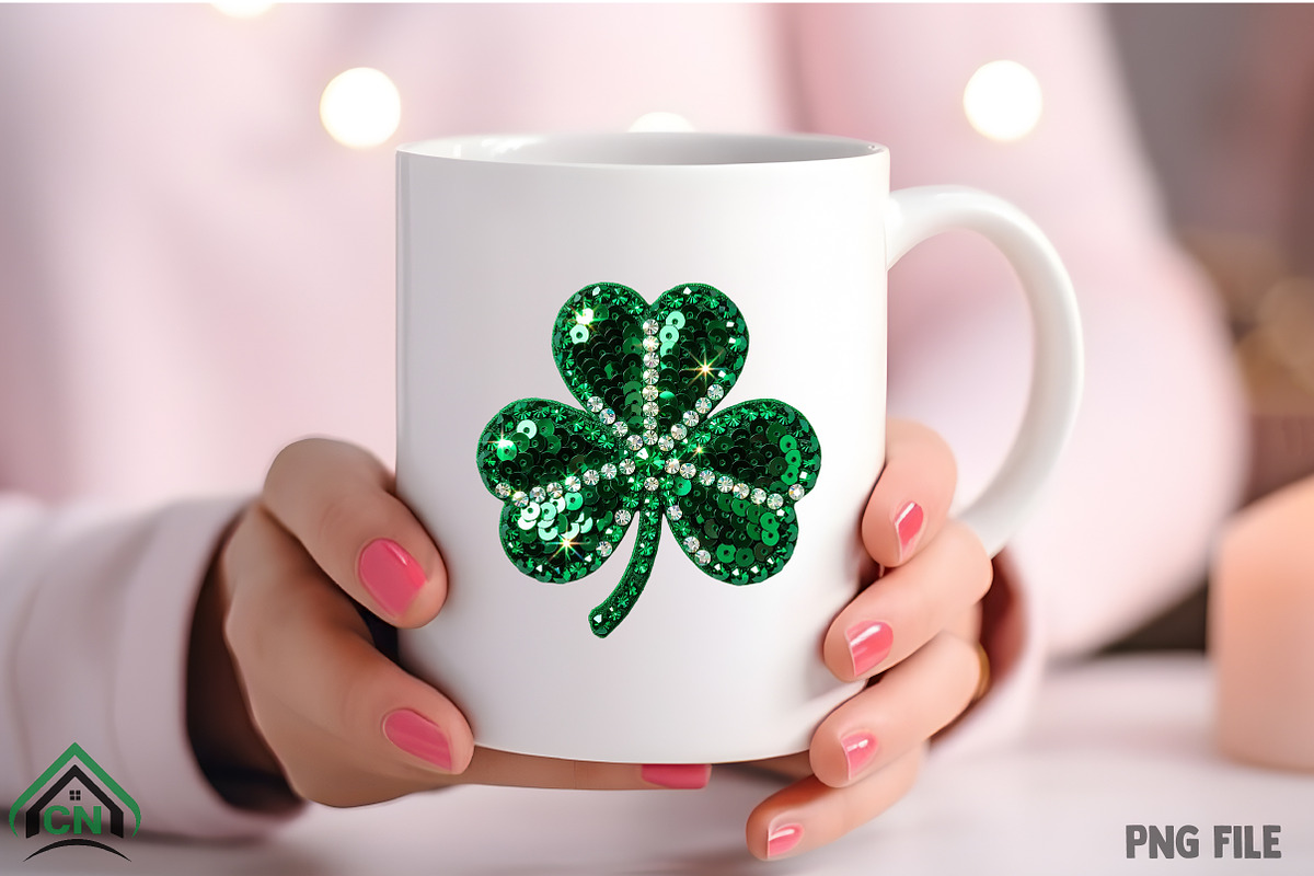 Green Sequin Shamrock PNG, an Illustration by Craft Nest (Photo 4 of 4)