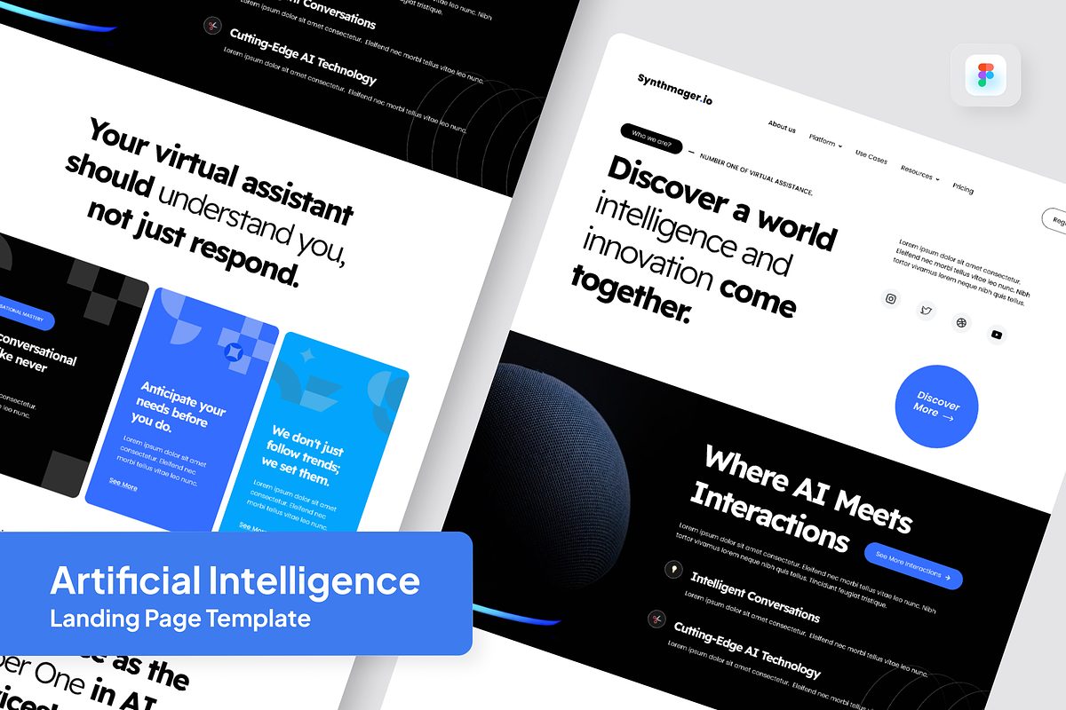 Artificial Intelligence Landing Page, a Landing Page Template by SquidPixey (Photo 1 of 5)