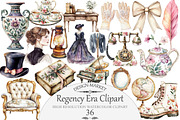 Watercolor Regency Era Clipart, an Illustration by Design Market (Thumbnail 1 of 4)