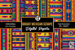 Bright Mexican Serape Digital Papers, a Pattern Graphic by Creative Store