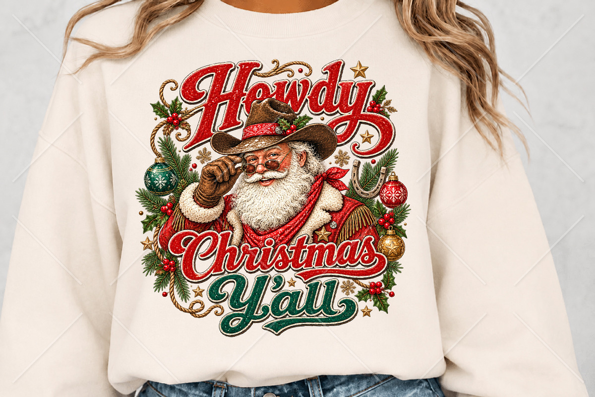 Howdy Christmas Y'all Santa PNG, a Seasonal Illustration by Canvas Craft (Photo 5 of 6)