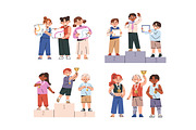 Kids celebrating win on pedestal set, a Person Illustration by PaperTrident (Thumbnail 1 of 5)