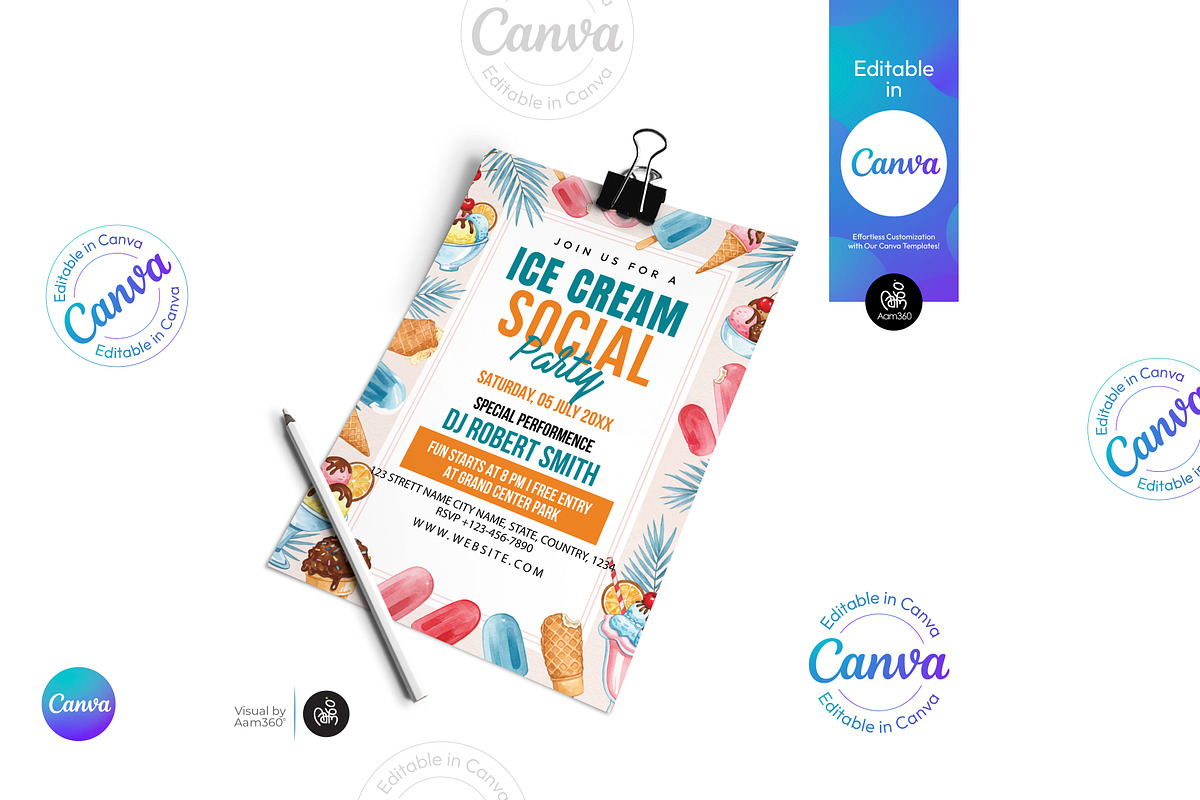 Ice Cream Social Flyer, a Flyer Template by Aam360 (Photo 3 of 3)