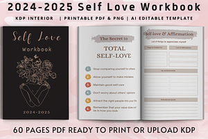 2024-2025 Self Love Workbook, a Print Template by Book2bees