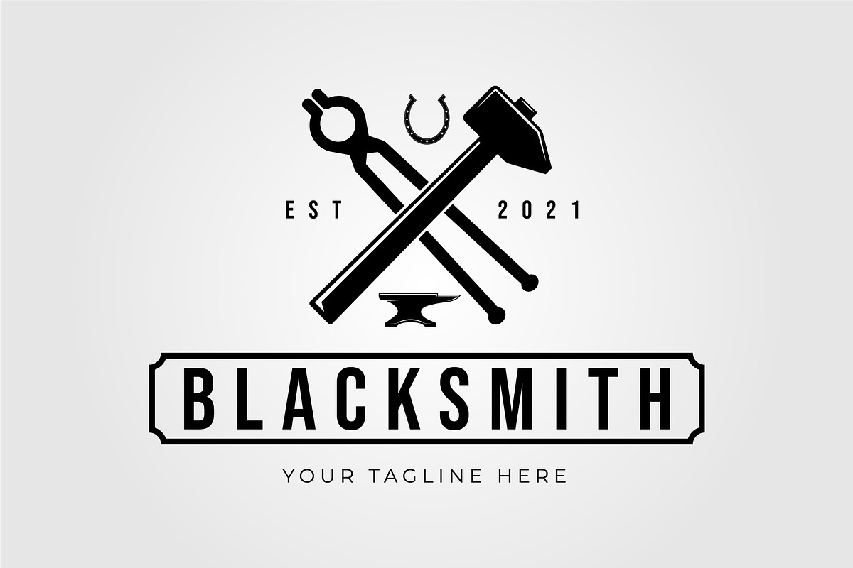 blacksmith tongs and forging hammer, a Graphic by Rizkaarishandy_shop