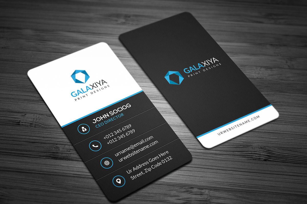 Modern Vertical Business Cards, a Business Card Template by Galaxiya (Photo 2 of 8)