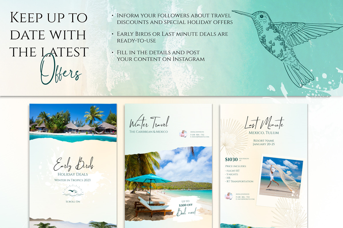Travel Instagram Templates for Agent, a Social Media Template by Under My Cozy Roof (Photo 4 of 10)