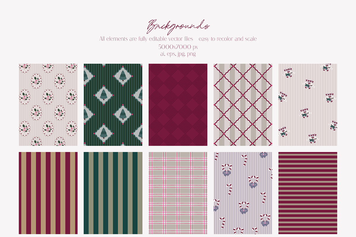 Christmas Backgrounds & Patterns, a Background Graphic by Animoon (Photo 7 of 17)
