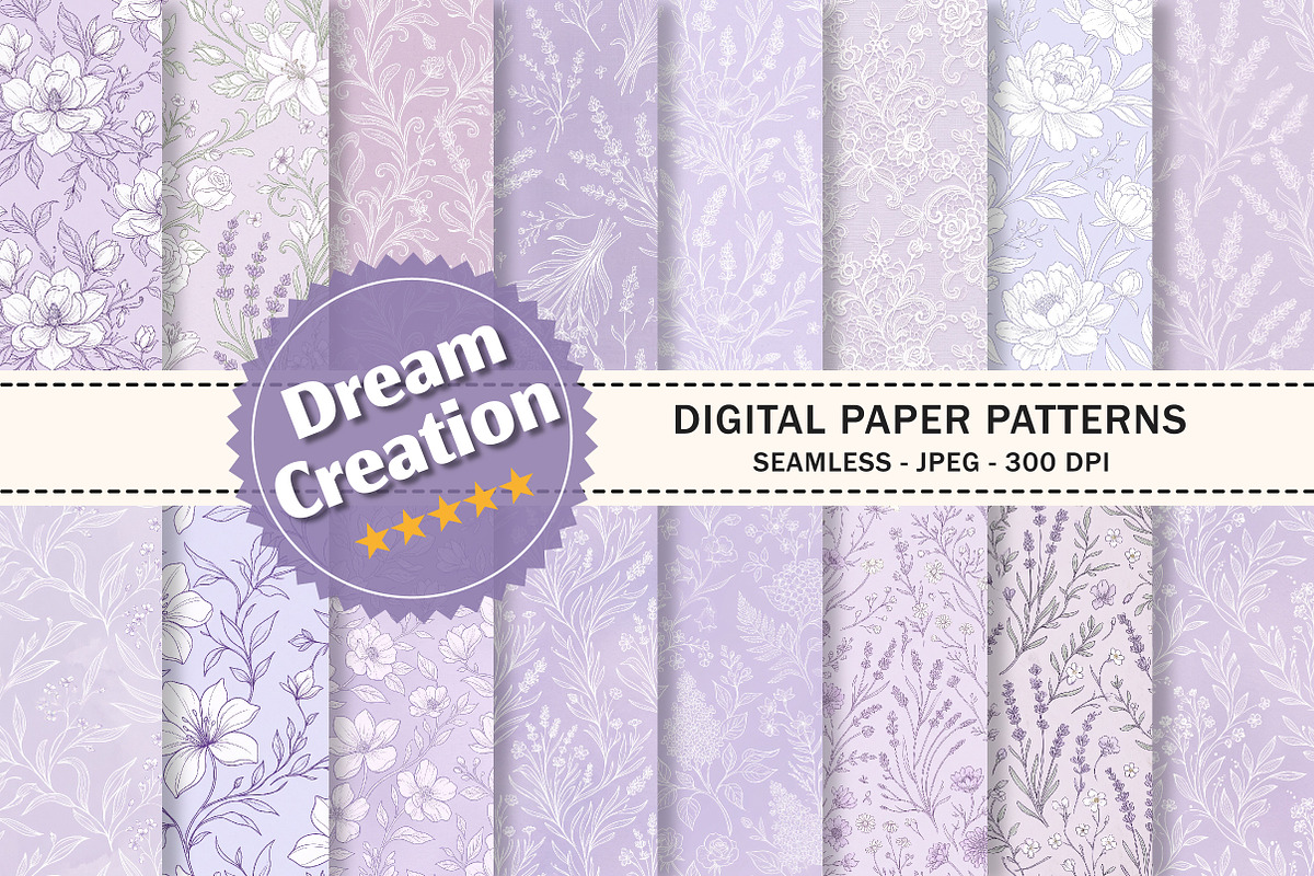 Seamless Lavender Patterns, a Texture Graphic by Dream Creation (Photo 1 of 6)