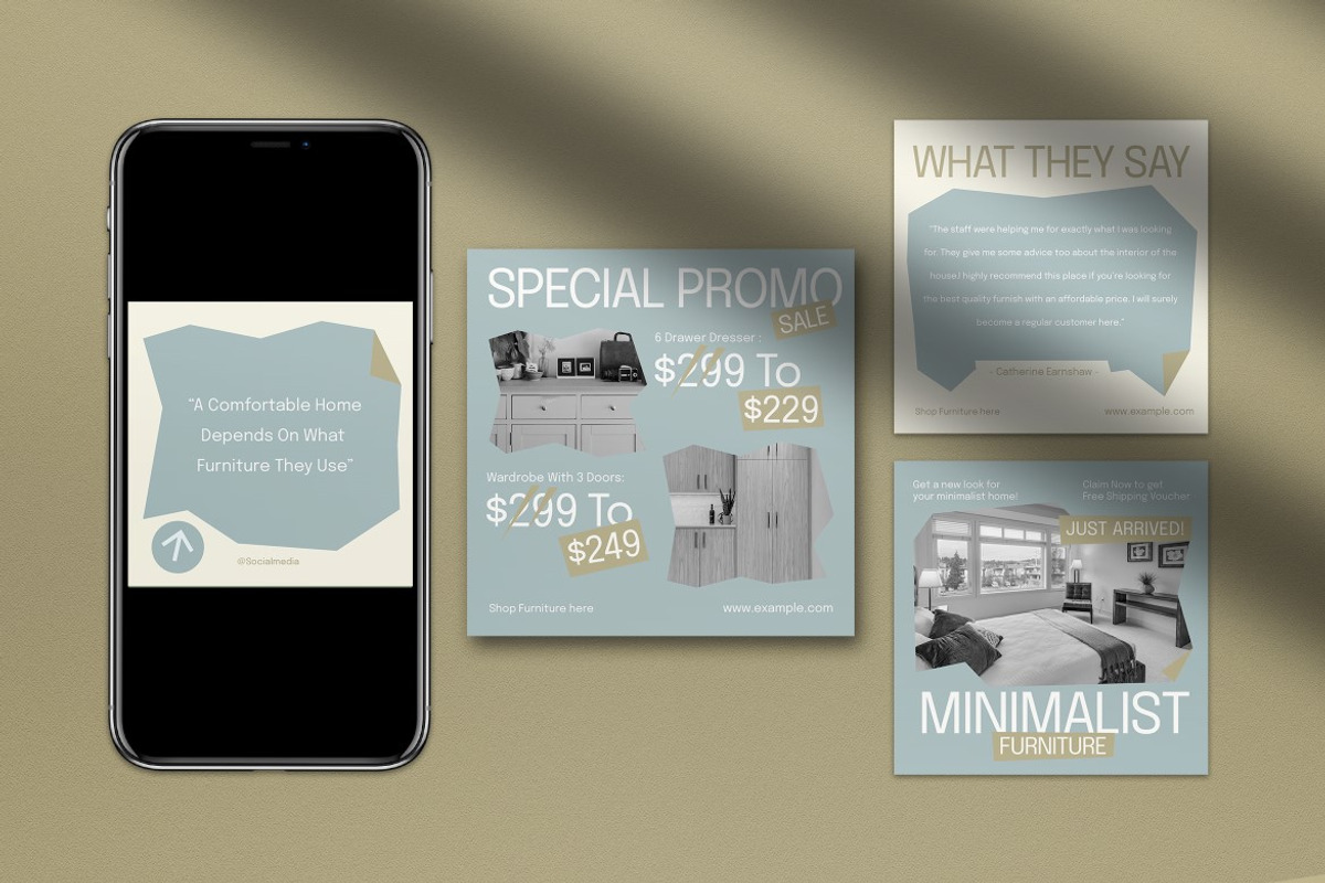 Blue Shape Furniture Instagram Pack, a Social Media Template by graphicook (Photo 3 of 5)