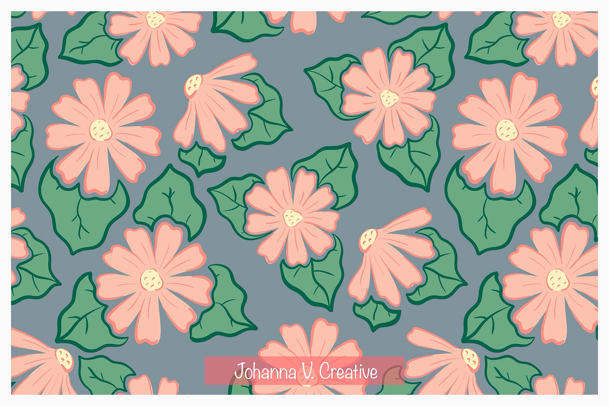 Whimsical Bunny & Flower Pattern Set, an Illustration by Johanna V. Creative (Photo 3 of 3)