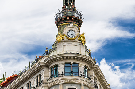 Detail of the top of the building where the Four Season Hotel re, an Architecture Photo by Angelo D'Amico Photograph