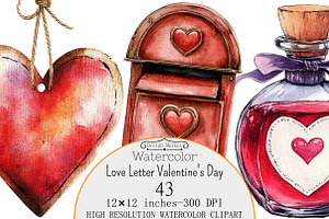 Love Letter Clipart Valentine's Day, a Seasonal Illustration by Design Market