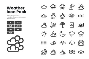 Weather Outline Icon Pack, an Outline Icon by erifqizeicon