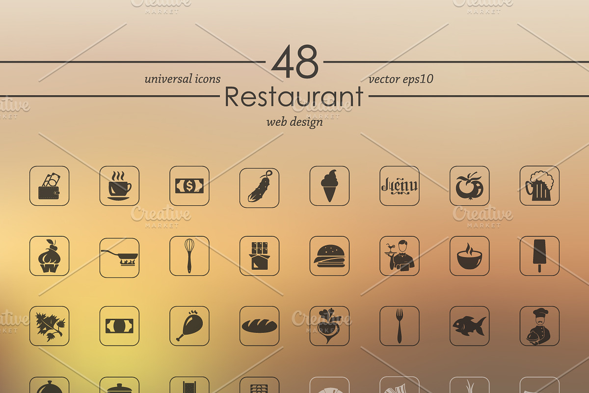 48 RESTAURANT icons, a Templates & Theme by Palau (Photo 2 of 4)