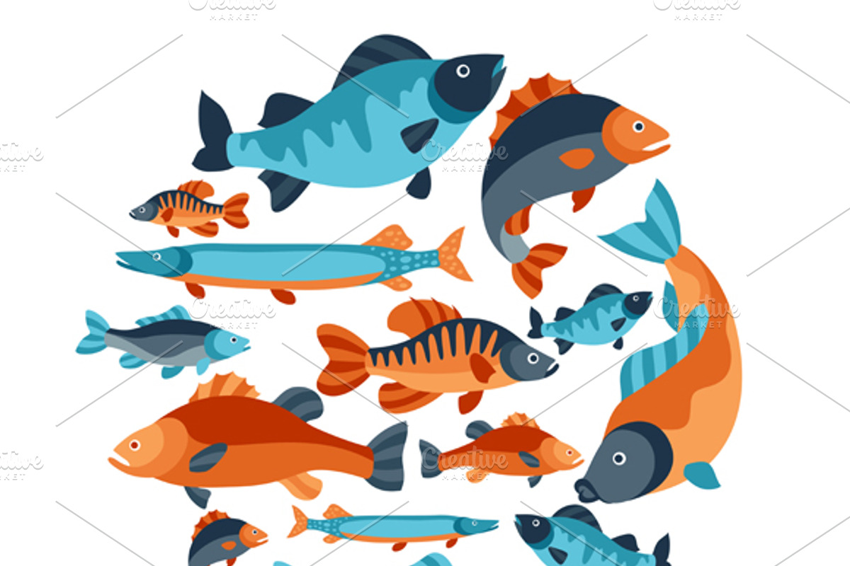 Various stylized fish., an Object Graphic by incomible