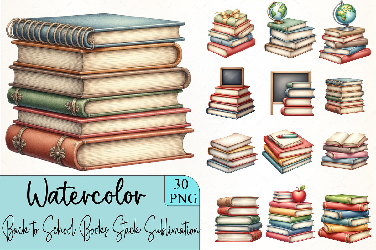 Back to School Books Stack Sublimati, an Illustration by CrexoraLab (Photo 5 of 5)