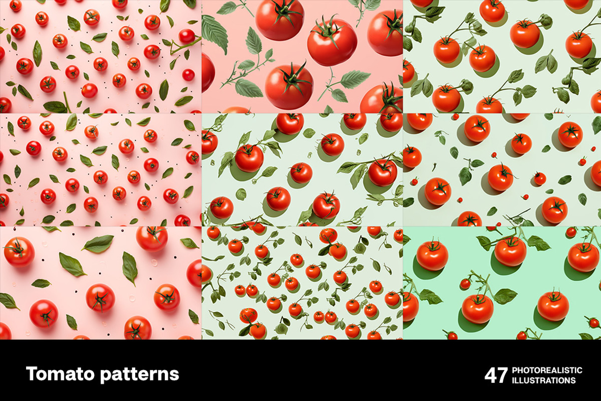 Tomato Patterns. 47 images, a Food Illustration by Handmadefont (Photo 6 of 11)