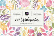 244 Watercolor Brushes For Procreate, a Brush Add-On by PeDe Designs (Thumbnail 1 of 14)