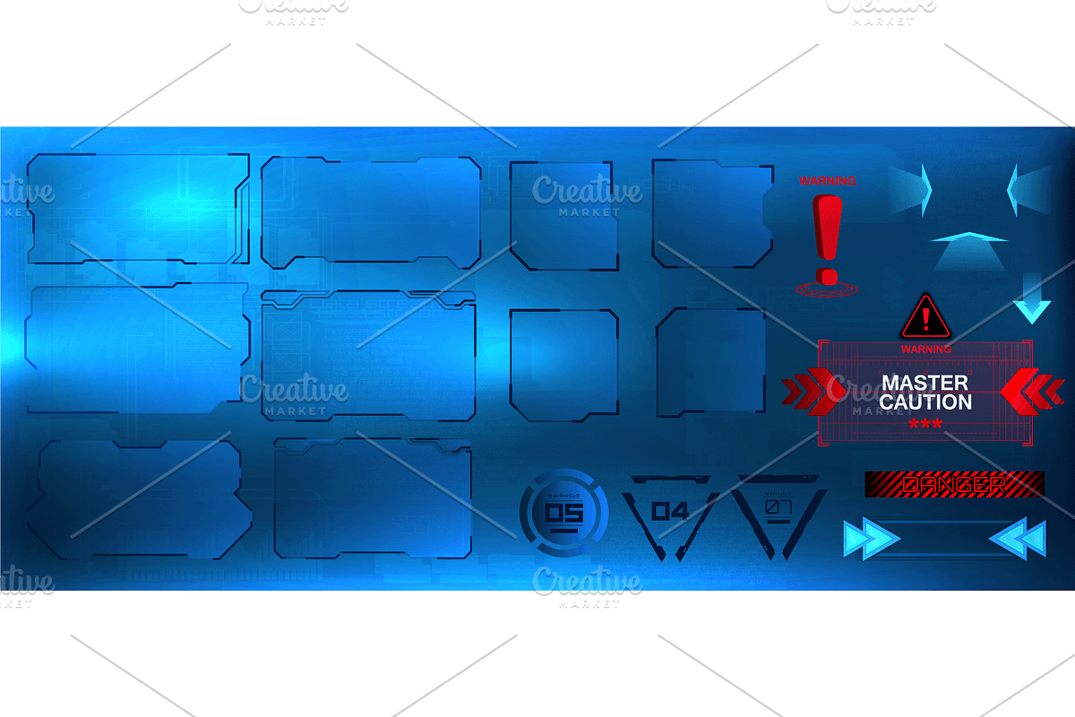 Futuristic screens HUD, UI, GUI, a Technology Illustration by SergeyBitos (Photo 5 of 6)