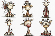Cute Funny Giraffe Clipart, an Illustration by Canvas Craft (Thumbnail 4 of 7)