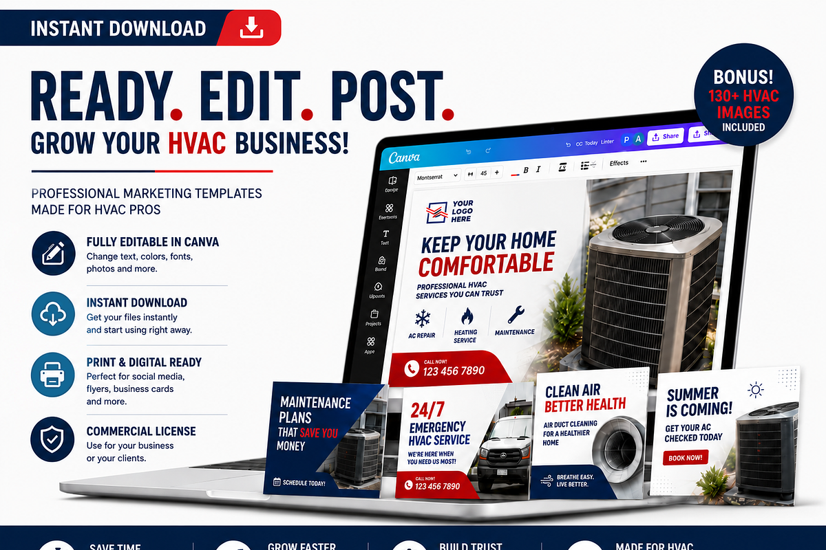 HVAC Social Media Templates Pack, a Social Media Template by PSDPixel (Photo 6 of 6)