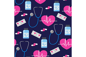 Medical seamless pattern, a Food Illustration by Elen_Art