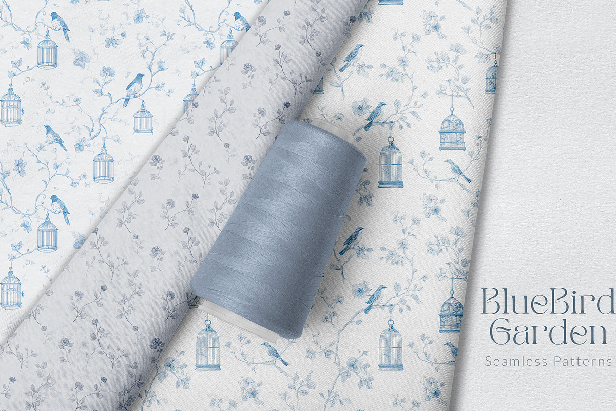 Floral Blue Toile Seamless Patterns, a Pattern Graphic by Olya Creative (Photo 8 of 18)