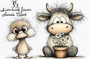 Whimsical Farm Animals Clipart, a Seasonal Illustration by Canvas Craft (Thumbnail 1 of 7)